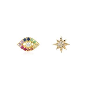 Anzie 14k Gold Sapphire Diamond Stud Earrings